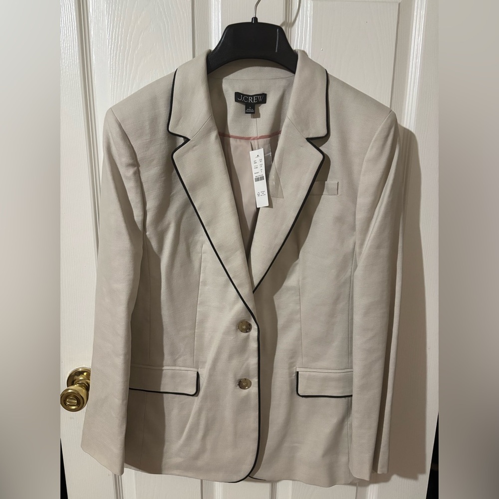 J. Crew Classic Two Button Blazer in Stretch Linen Blend in Light Stoneware